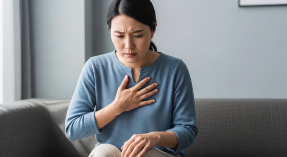 심근경색 통증 확인 모습