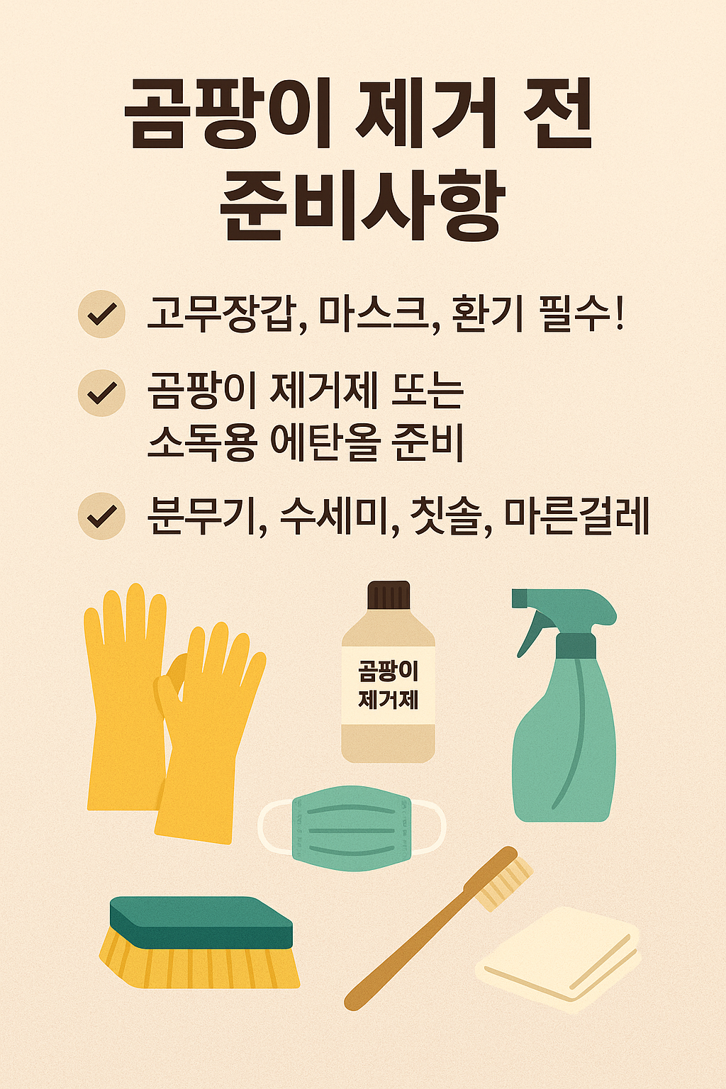 곰팡이 제거 전 준비사항, 곰팡이 제거