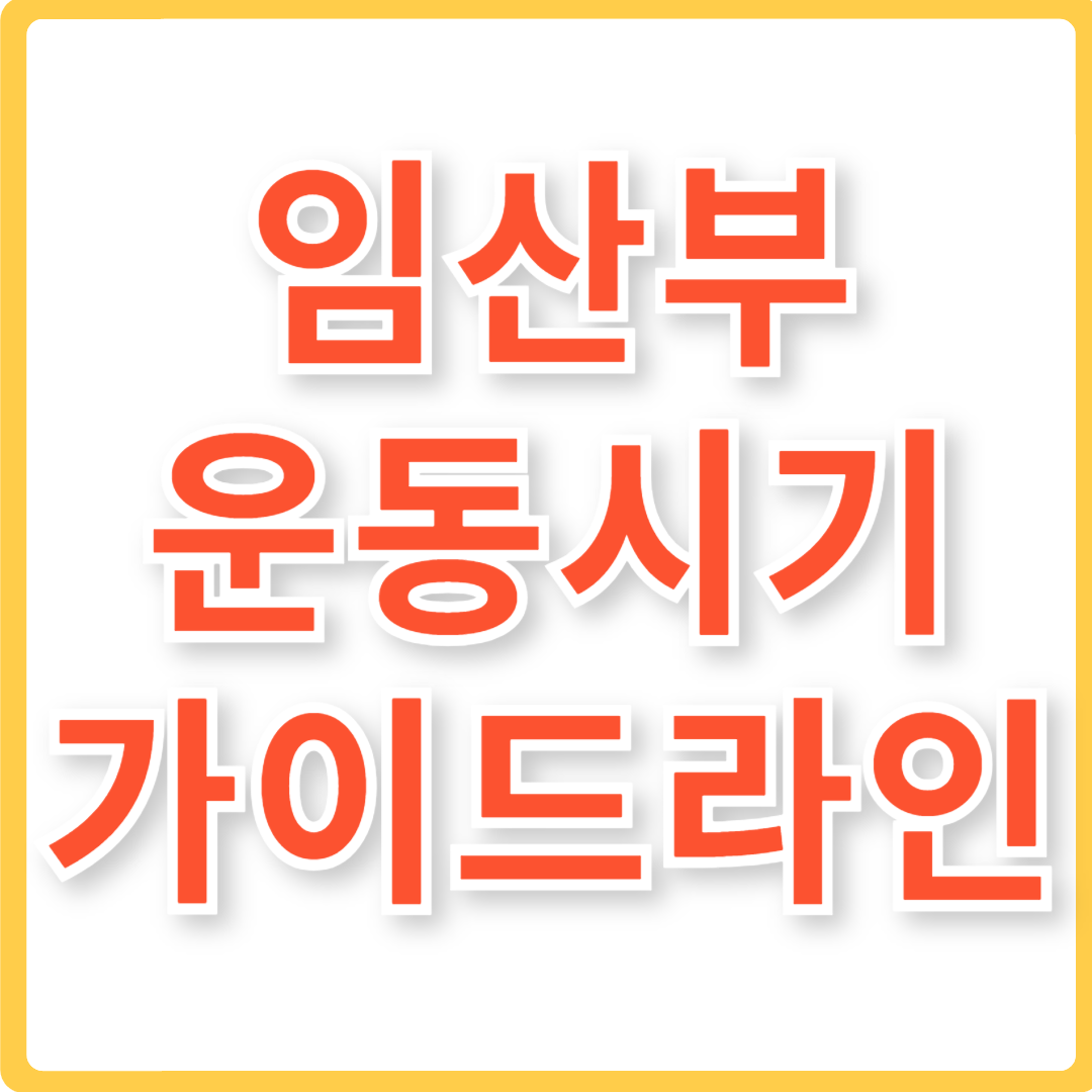 임산부 운동시기 가이드라인