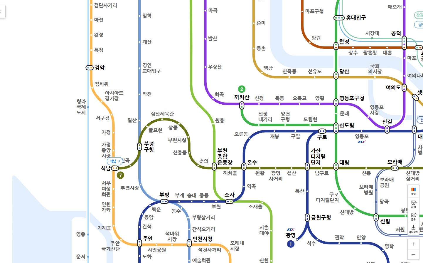 서울 지하철 노선도 크게보기