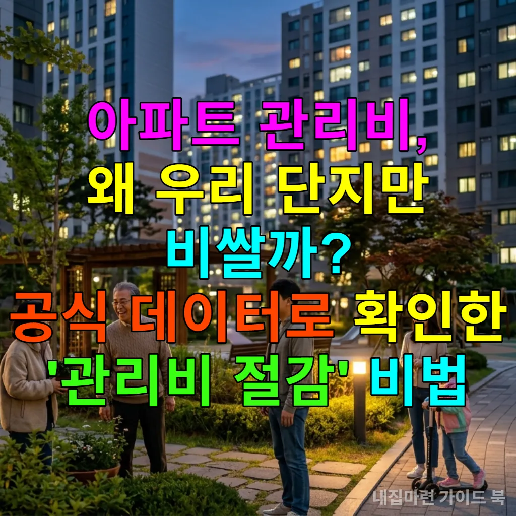 한국 아파트 단지의 저녁 풍경과 주민들이 모여있는 모습