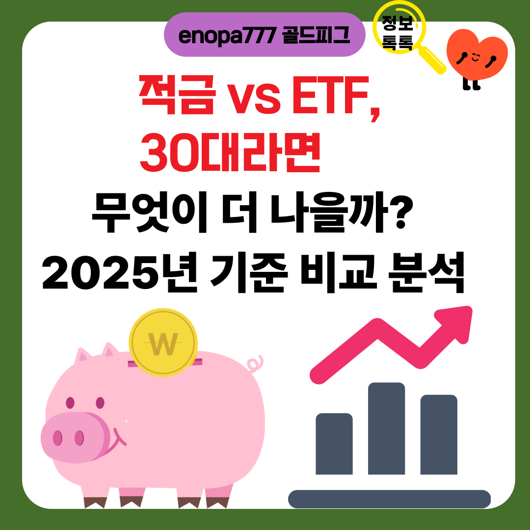 적금 vs ETF, 30대라면 무엇이 더 나을까? – 2025년 기준 비교 분석