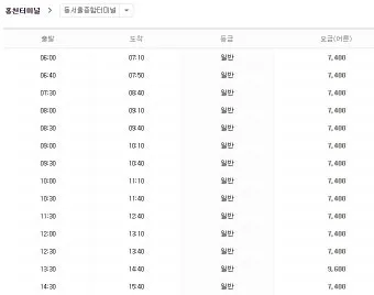 홍천시외버스터미널 시간표 예매 조회 정리_10