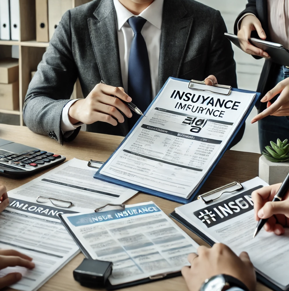 보험 신고서를 작성하는 인사팀 모습