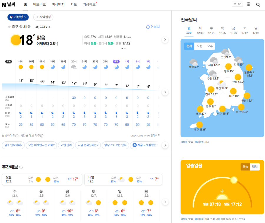 네이버-오늘-날씨-주간-날씨