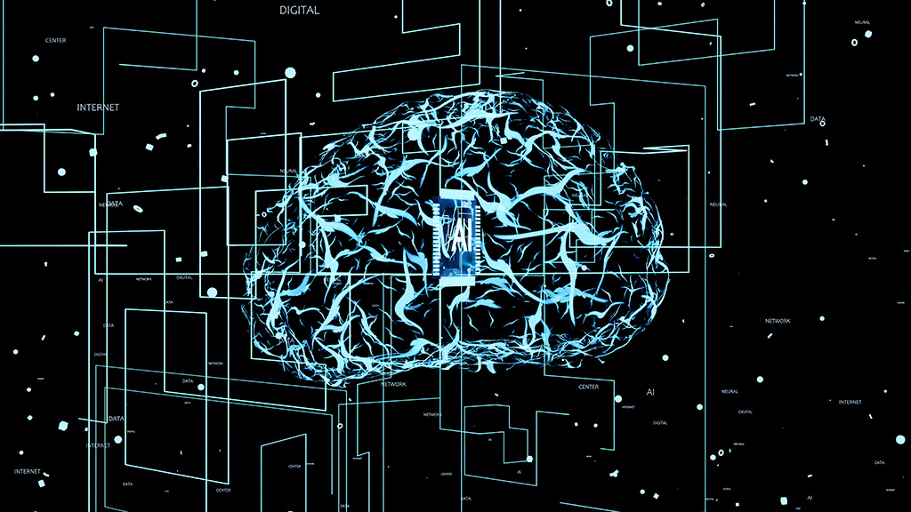 컴퓨터의 정보처리체계처럼 표현된 인간의 뇌 이미지