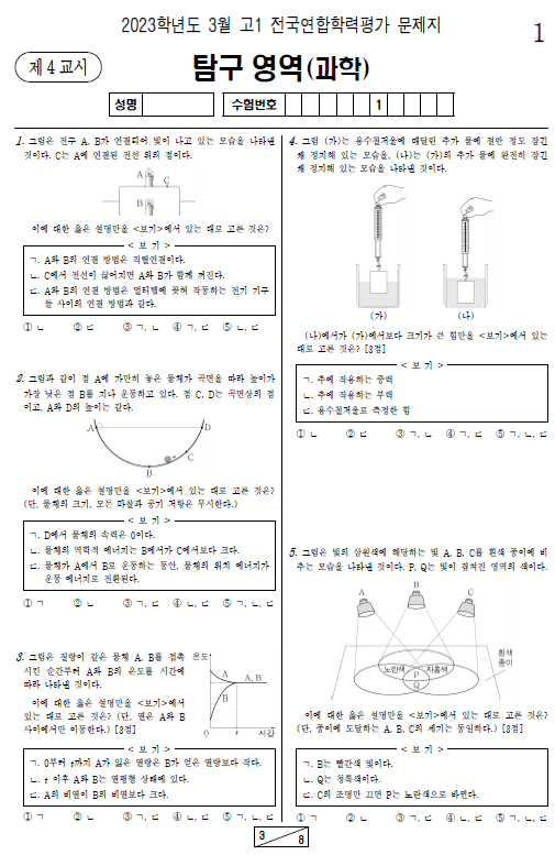 2023-3월-고1-모의고사-통합과학-기출문제-다운