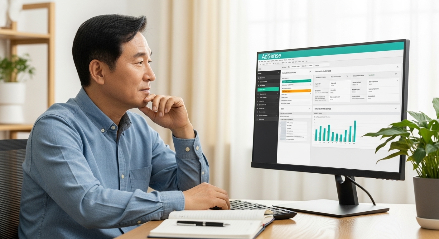 수익 확인하는 홈오피스 모습