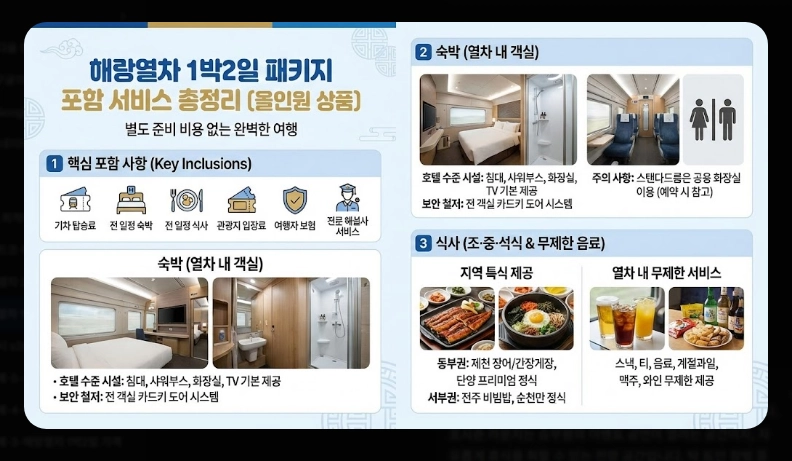 해랑열차 1박2일 가격 [코스별 차이] 예약 꿀팁 및 객실 서비스 포함 내역 정리