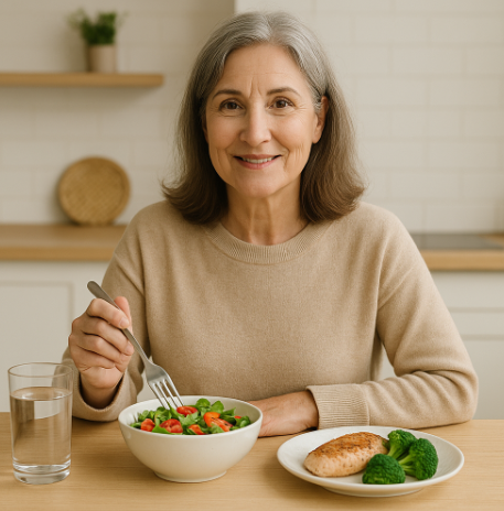 다이어트 식단을 먹는 40대 여성