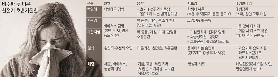 비슷한 듯 다른 환절기 호흡기질환 표 이미지