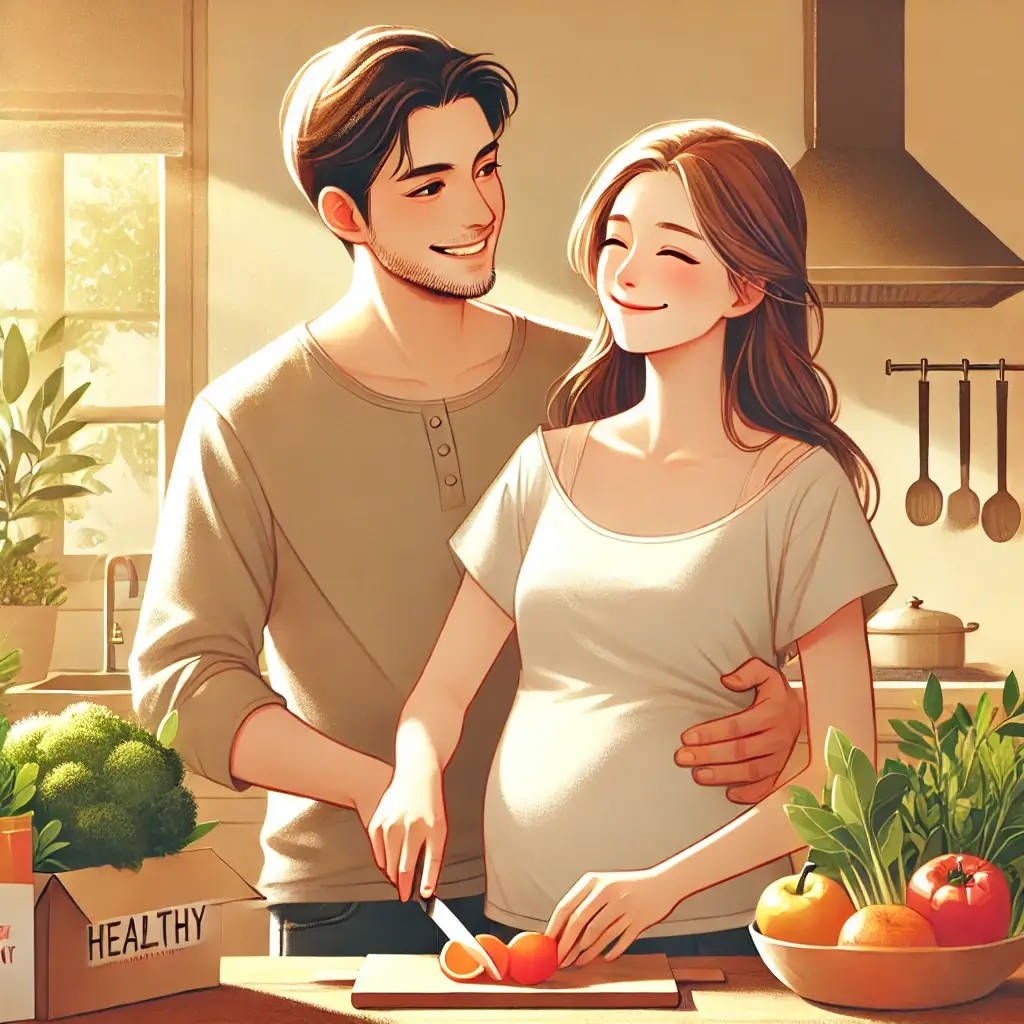 임신 준비 중인 부부가 건강한 생활을 실천하는 모습