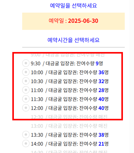 대금굴 관람예약