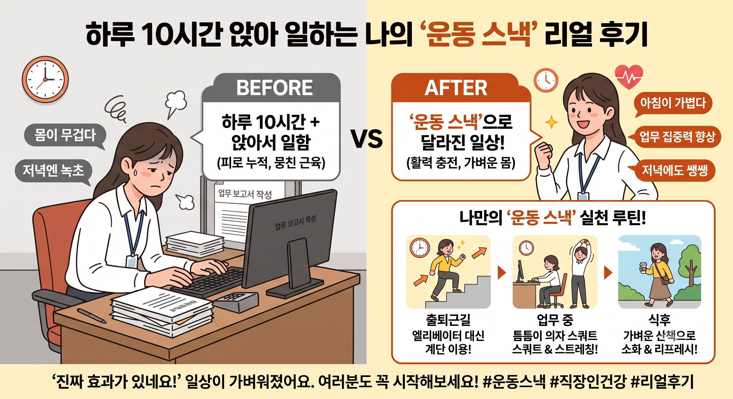 하루 10시간 앉아 일하는 나의 '운동 스낵' 리얼 후기