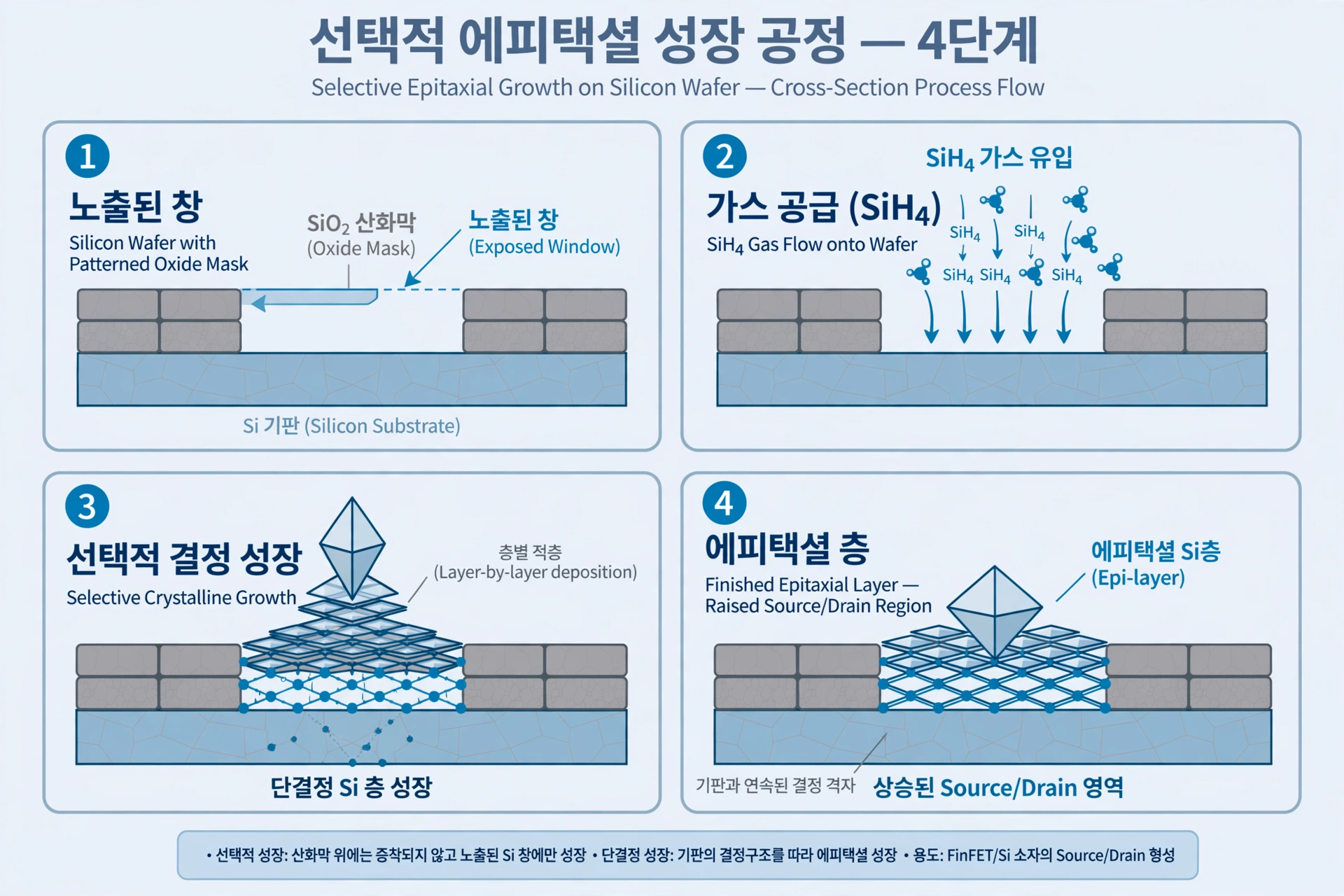 선택적 에피택시 성장 단계