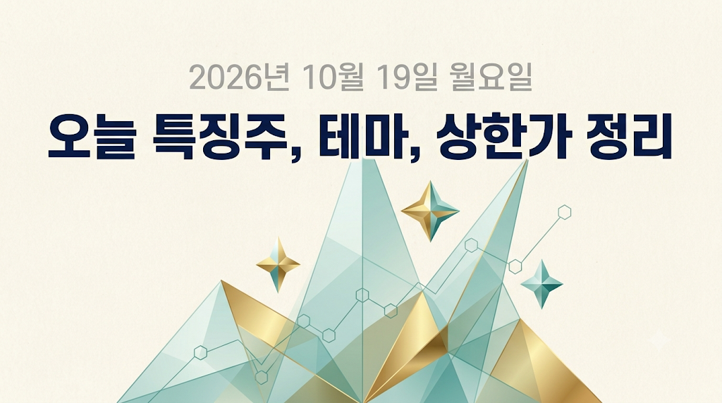 2026년 10월 19일 오늘 특징주, 강세테마, 상한가 종목 정리하기 썸네일 이미지