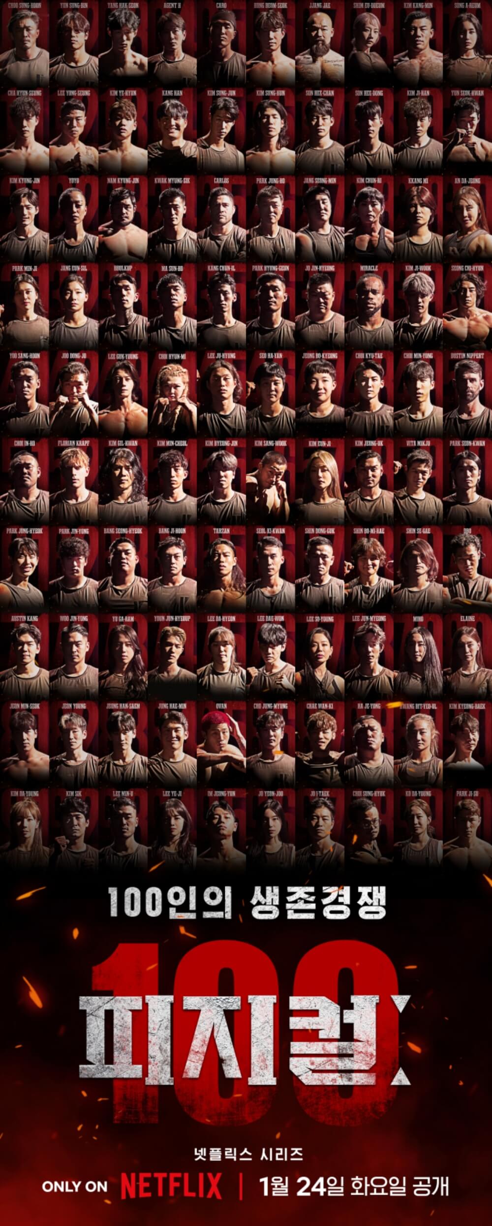 피지컬 100 출연자 사진들