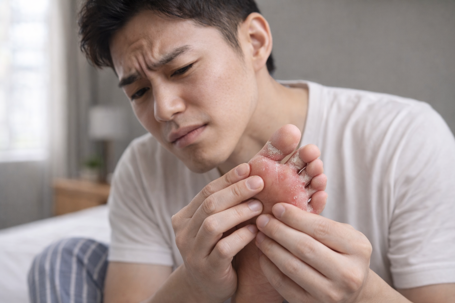 무좀으로 고민이 많은 남성