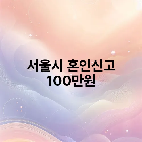 서울시 혼인신고 100만원