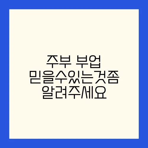 주부 부업 믿을수있는것좀 알려주세요