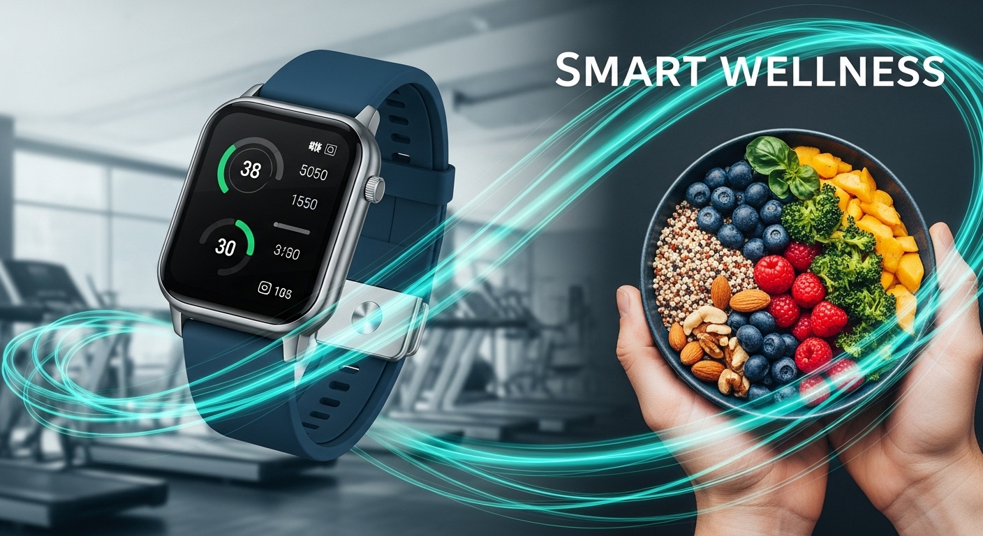 군형 잡힌 식단 이미지를 합성한 역동적인 웰니스 이미지