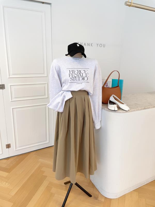 신상타임세일 타즈 뒷밴딩 풍성 핀턱 A라인 가을 롱 스커트 C-311