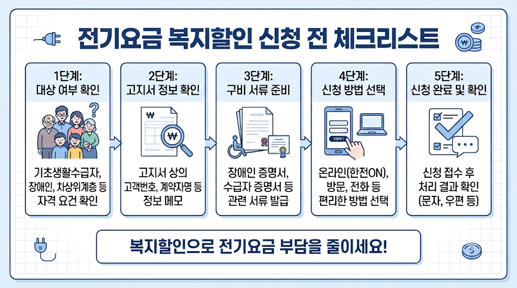 전기요금 복지할인 신청 전 확인사항 체크리스트