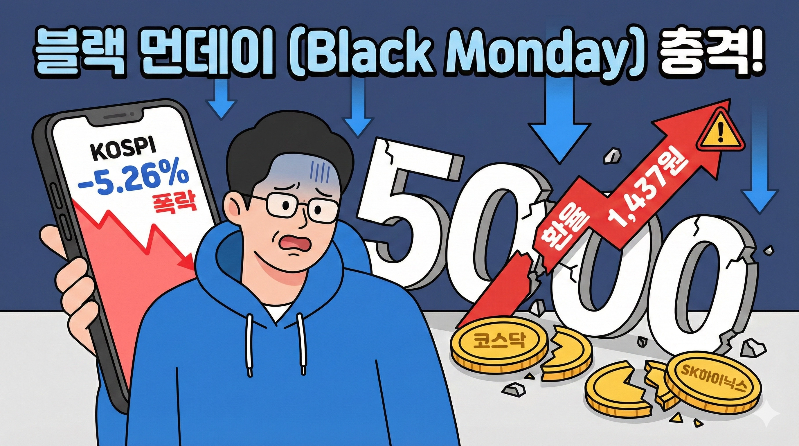 [긴급진단] 코스피 5,000선 붕괴 '블랙 먼데이', 도대체 왜 폭락했나 (3가지 핵심 원인)
