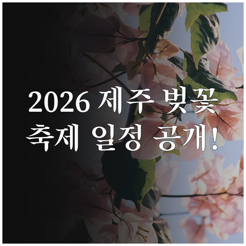 2026 제주 벚꽃 개화시기 및 전농..