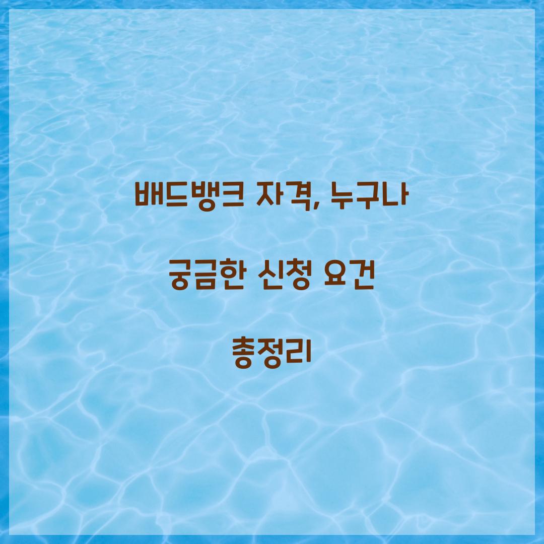 배드뱅크 자격