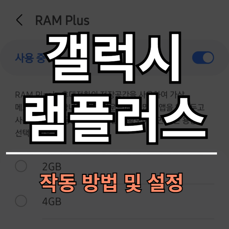 갤럭시 램플러스ㅣ스마트폰 성능향상 옵션