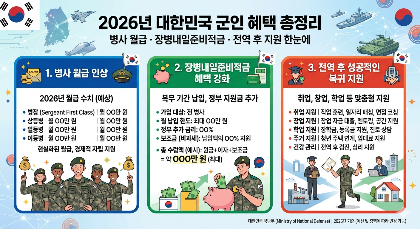 병사 월급 150만 원 시대, 장병내일준비적금으로 전역 시 1,000만 원 모으는 방법 인포그래픽