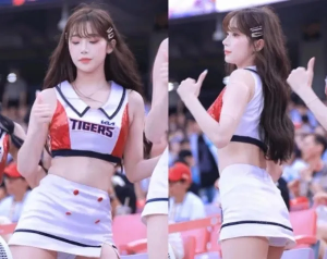 엄지손가락-위아래-흔드는-삐끼삐끼-춤-동작-기아-타이거즈-치어리더