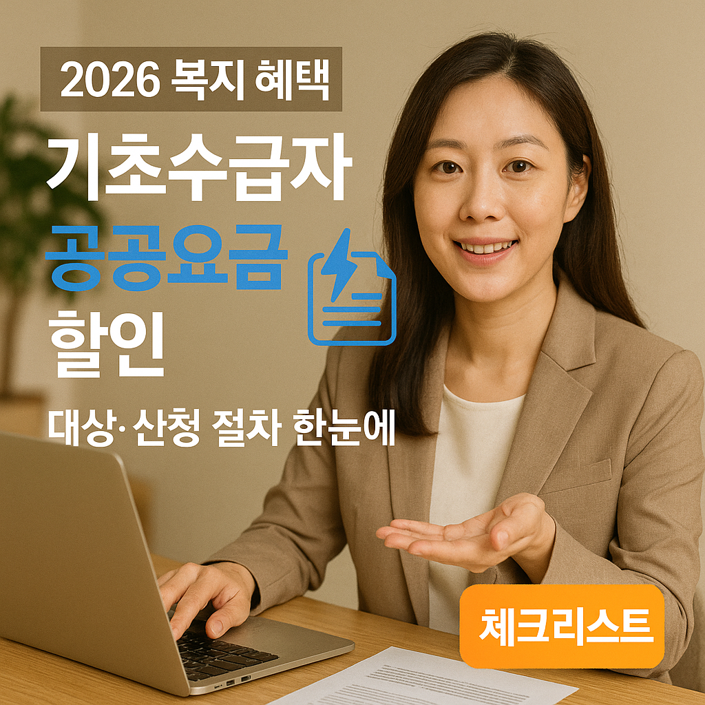 [2026 복지 혜택] 기초수급자 공공요금 할인 ｜ 대상&middot;절차 체크리스트