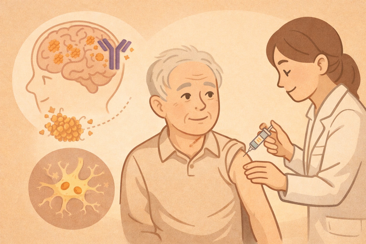 알츠하이머 항체 주사를 맞고있는 노인환자, 어디까지 기대할 수 있을까?