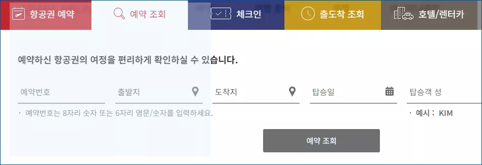 전자 항공권 조회
