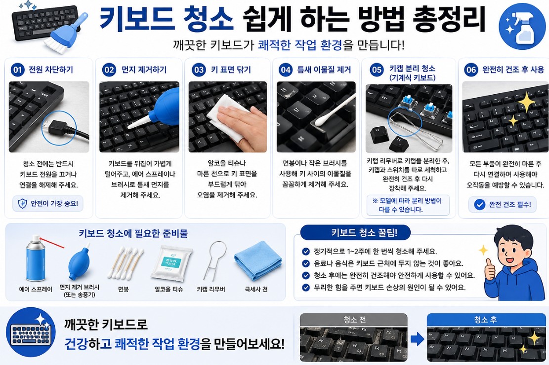 키보드 청소 쉽게 하는 방법