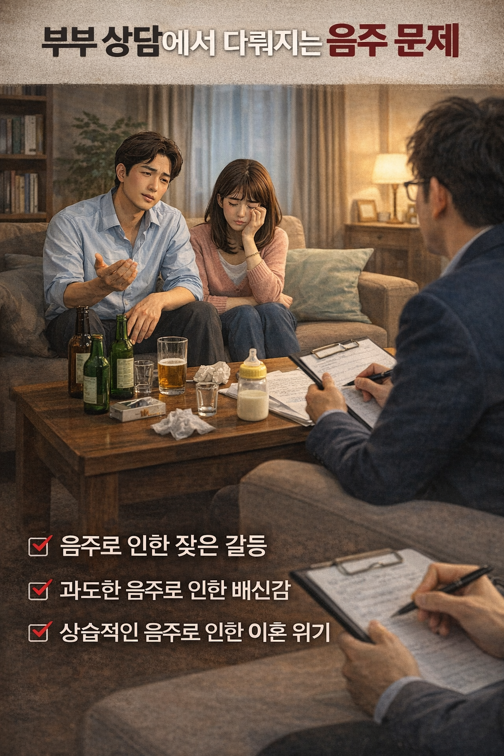 부부 상담에서 다뤄지는 음주 문제