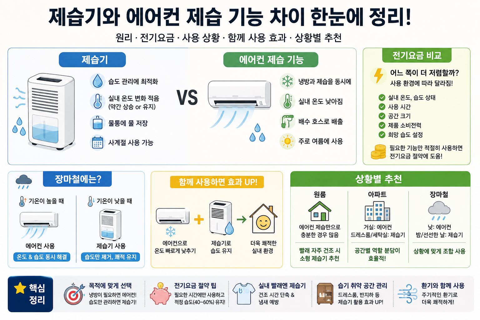 제습기와 에어컨 제습 기능 차이