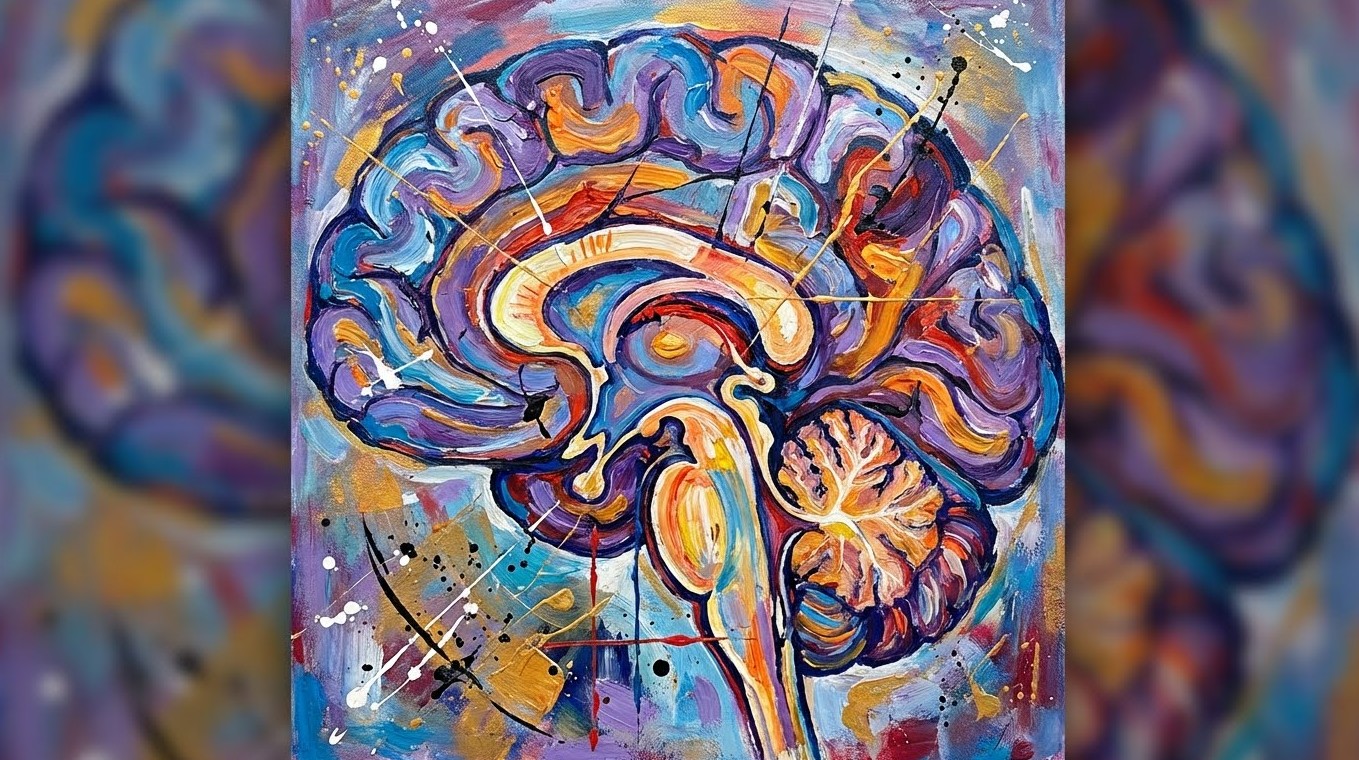 뇌의 단면도를 추상적으로 그린 사진