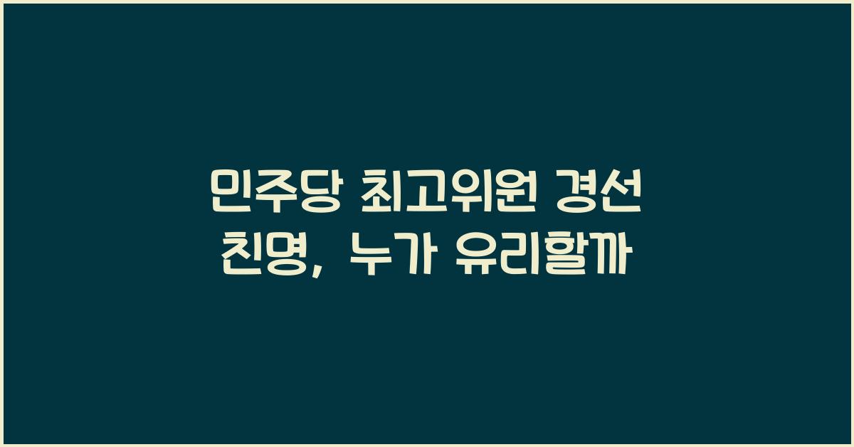 민주당 최고위원 경선 친명