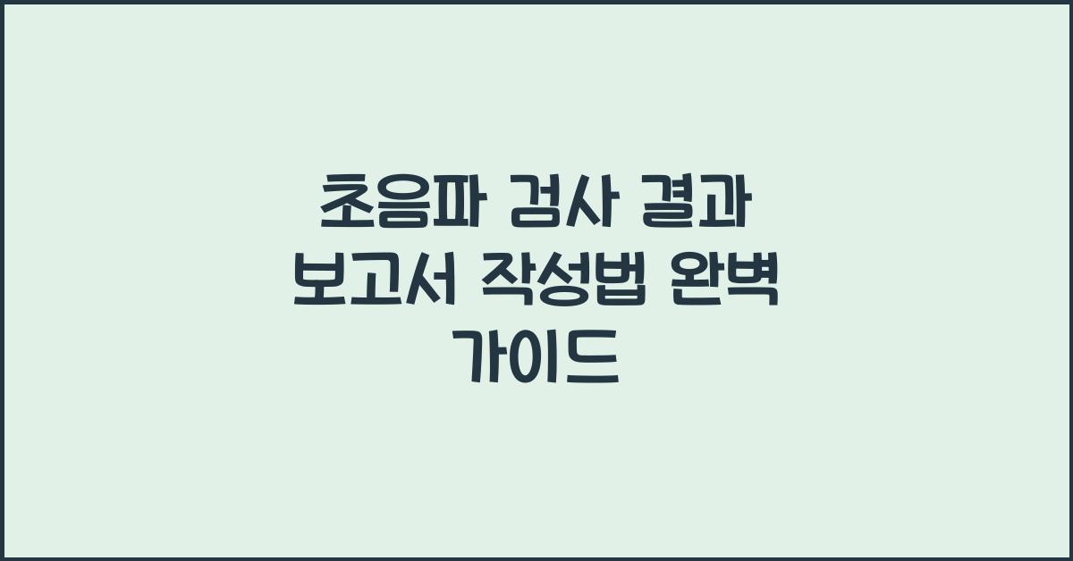 초음파 검사 결과 보고서 작성법