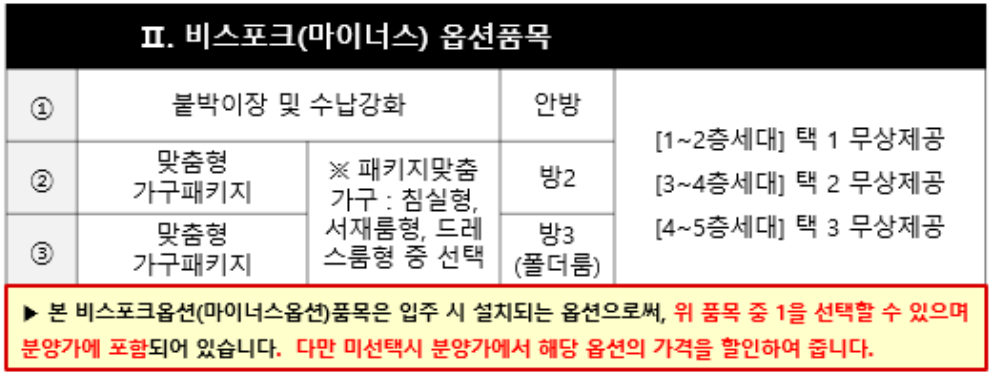 비스포크 마이너스 옵션
