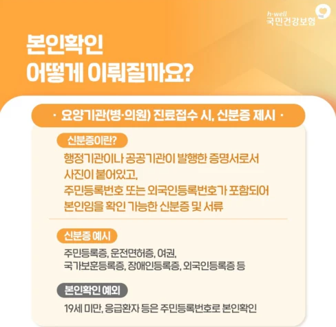 본인확인방법(출처:국민건강보험)