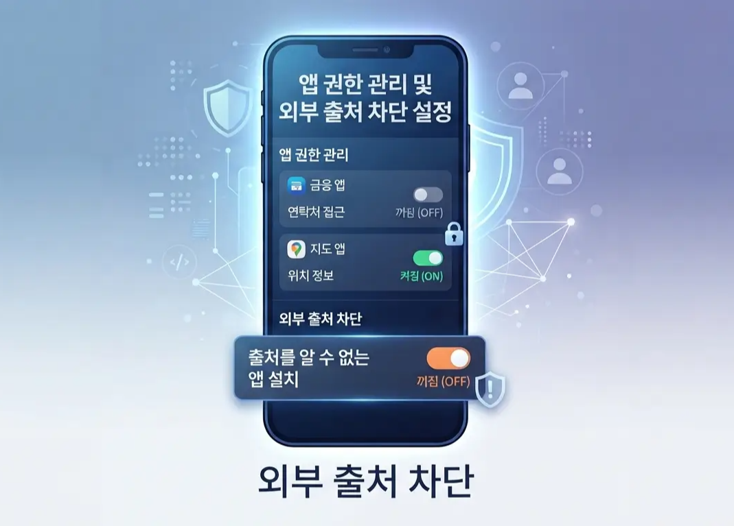 앱 권한 관리 및 외부 출처 차단 설정