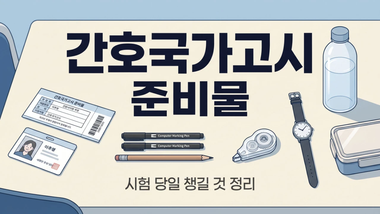 간호국가고시 시험 당일 준비물을 정리한 체크리스트 이미지