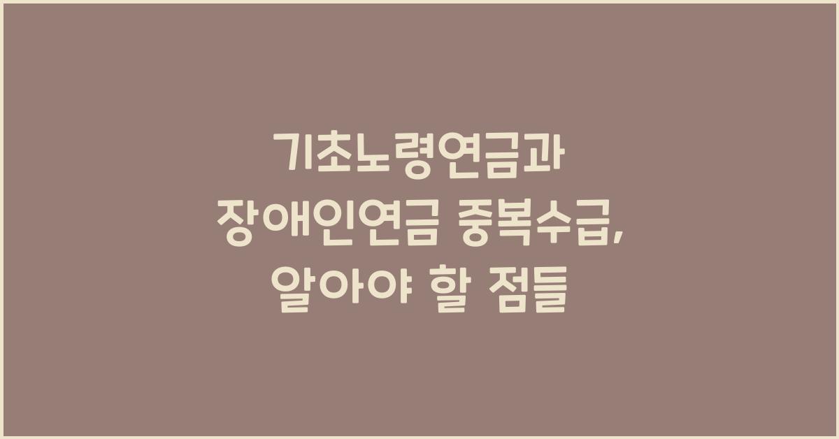 기초노령연금과 장애인연금 중복수급