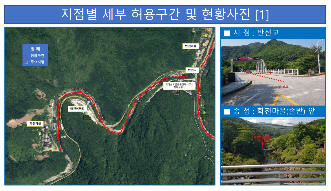 허용구간 반선교 학천 구간