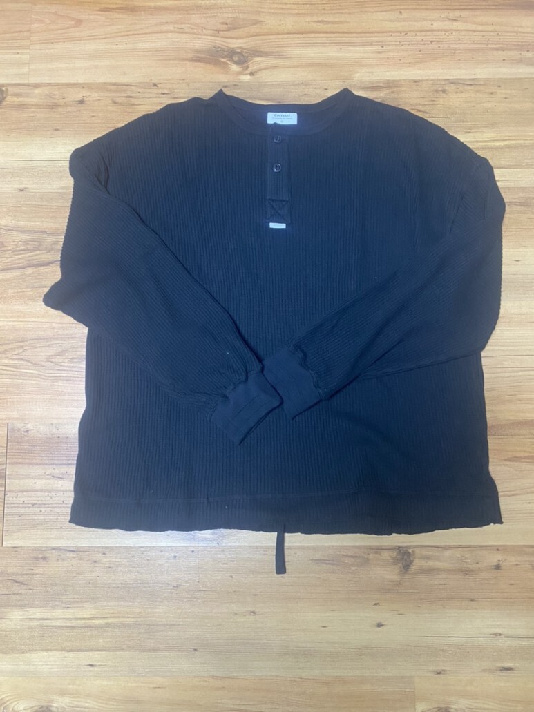 커버낫 와플 헨리넥 맨투맨 블랙