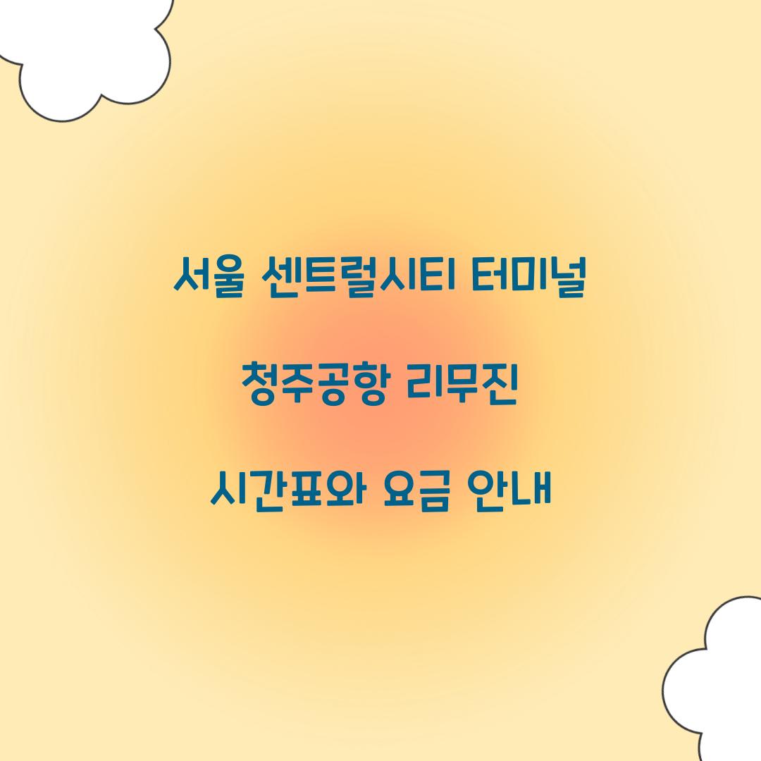 서울 센트럴시티 터미널 청주공항 리무진